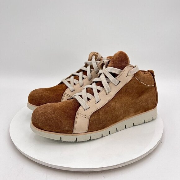 Samuel Hubbard Women Size 8.5 Brown Tan Suede Rubber Sole Lace Up Ankle Boot - Picture 1 of 14